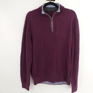 Greyson Sweater Men's Medium Purple Cashmere Blend Quarter Zip Pullover‎ Golf